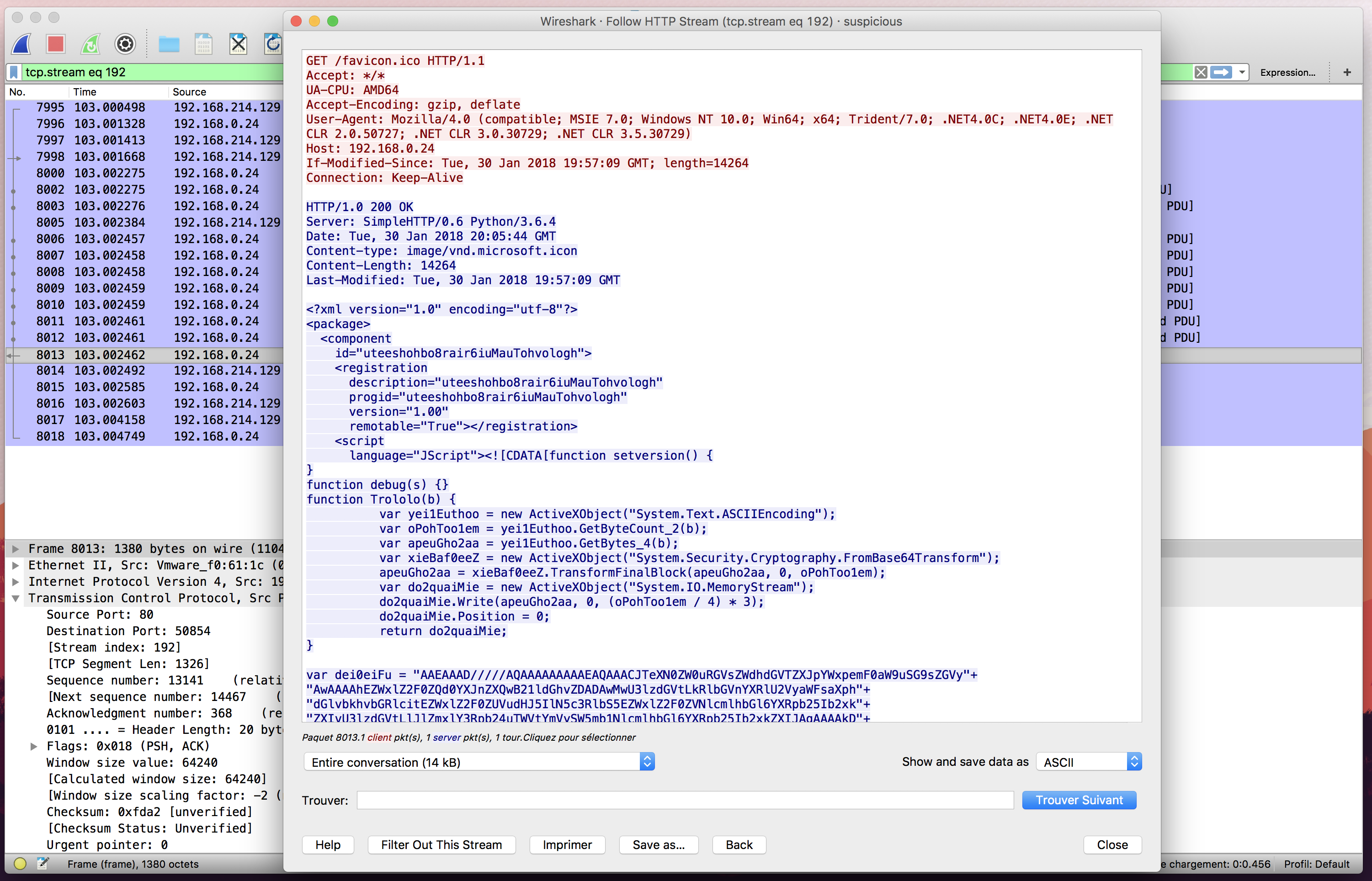 Wireshark paquet intéressant